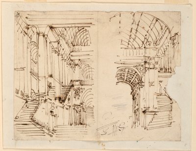 Dibujo, diseño de escenario, escaleras, principios del siglo XIX de Unknown